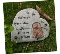 Hohopeti Heart-shaped Angel Cat Memorial Stone Outdoor Pet Tombstone Figurine for Garden Polished Resin Pet Memorial Marker Weather-resistant Cat Statue for Remembrance and Home Decor