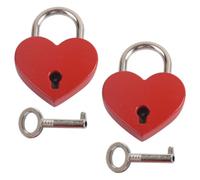 Hohopeti Heart-Shaped Keyed Padlocks for Diary and Suitcase, Medium Red Love Locks 2pcs, Small Travel Padlocks with Keys for Jewelry Box, Backpack, and Storage Use