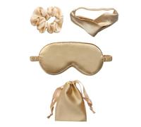 Hohopeti Imitation Silk Sleep Patch with Hairband and Hair Tie Sleeping Mask Kit for Travel Stress Relief and Comfortable Rest Artificial Silk in Gold