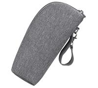 Hohopeti Insulated Bottle Bag Cooler Milk Bottle Bag Portable Stroller Attachment Oxford Cloth Grey Travel Outdoor Boys and Girls Thermal Pouch Zipper Breastmilk Storage