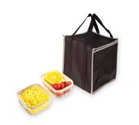 Hohopeti Insulated Nonwovens Tote Bag Cooler Food Grocery Carrier for Picnic Camping Farmers Market Reusable Thermal Lunch Bag with Zipper Opening