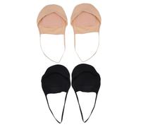 Hohopeti Invisible No Show Socks for Women High Heels 2 Pairs Toe Topper Half Socks Ice Silk Material Black and Nude Color Suitable for Dress Shoes and Mules