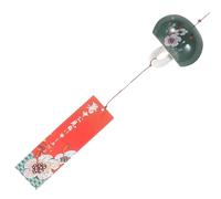 Hohopeti Japanese Ceramic Wind Chime Hanging Decor with Cherry Blossom Pattern, Outdoor Yard Wind Bell Ornament for Patio and Window, Four Seasons Floral Design
