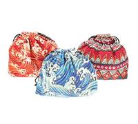Hohopeti Japanese Style Bento Lunch Bag 3pcs Drawstring Portable Polyester