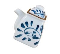 Hohopeti Japanese Style Ceramic Soy Sauce Container Hand-painted Vinegar Pot for Oil and Condiments Kitchen Dispenser for Home Restaurant Buffet Use