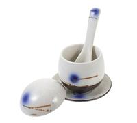 Hohopeti Japanese Style Ceramic Steamed Egg Bowl with Lid Classic Underglaze Kitchen Tableware for Soup Rice and Egg Steaming Easy to Clean for Home Cooking and Gifting