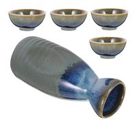 Hohopeti Japanese Style Sake Set with Warmer Featuring Ceramic Sake Pot and Traditional for Drinking at Private Gatherings or Homes Color