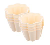 Hohopeti Jelly Mold and Mini Pudding Tins Set, Milky White Plastic Baking Moulds for Cake, Egg Custard, and Dessert Making, 8pcs Flower-Shaped Jelly Moulds for Home Baking and Party Use