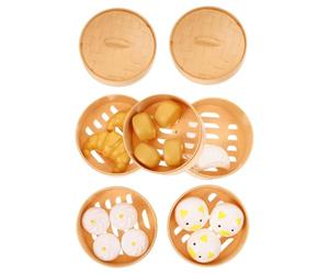 Hohopeti Kitchen Playset 22pcs Chinese Breakfast Steamed Dumplings Pretend Food Set for Educational Dollhouse Accessories