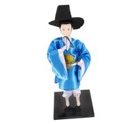 Hohopeti Korean Traditional Hanbok Man Figurine Painted Statue Home and Korean Restaurant Decoration Collectible Cultural Doll Safe Material Handicraft