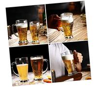 Hohopeti Large Clear Glass Beer Mug with Handle Multi Function Beer Drinking Cup for Parties Bars Festivals Juice Milk Smooth Surface Bar Accessory