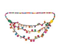 Hohopeti Layered Long Handmade Beaded Necklace Coconut Shell Pendant Colorful Wood Beads for Women Elegant Social Event Summer Accessory Random Color