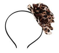 Hohopeti Leopard Print Headband with Large Floral Detail Soft Comfortable Blossom Hair Accessory for Women and Sweet Fashion Thin Band for Parties and Special Occasions