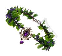 Hohopeti Lightweight Handmade Floral Fairy Crown Headpiece for Women V-shaped Waterdrop Forehead Chain Bridal Hair Accessory for Weddings Parties Photoshoots Boho Nature-inspired Design