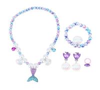 Hohopeti Little Girl's Jewelry Set Pearl Necklace Bracelet Mermaid Tail Children's Costume Jewelry Unique Sea-themed