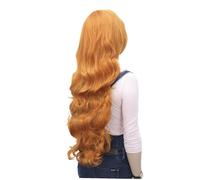 Hohopeti Long Curly Colorful Hair Wig with Bangs for Women Premium Fiber Cosplay Anime Wig Dyeable Comfortable for Stage Party Daily Use Orange