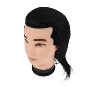 Hohopeti Male Styling Mannequin Head with Real Human Hair, Short Black Hairdressing Practice Head for Salon Barber Training, Professional Hairdressing Manikin for Cosmetology Students
