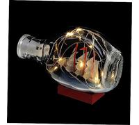 Hohopeti Mediterranean Sailing Boat Model in Glass Bottle Miniature Ship Ornament Glowing Sailboat Ocean Style Desktop Decor for Household