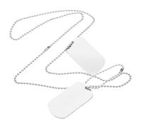Hohopeti Men's Stainless Steel Military Dog Tag Necklace Double-sided Blank Pendant with Polished Chain Stylish Gift for Fathers Boyfriends Sons