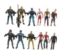 Hohopeti Military Soldier Figures and Mini Zombie Models Set for Boys, 10cm Flexible Action Figures with Movable Joints, Simulation Combat Play Prank Toys Collection, 12pcs Kit for Random Style