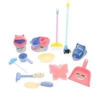 Hohopeti Mini Cleaning Tools Set for Pretend Play Imitated Cleaning with Broom and Dustpan Educational Role Play for ‘housekeeping Random Color