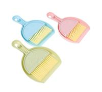 Hohopeti Mini Dustpan and Brush Set with Soft Bristles, 6pcs Small Animal Cage Cleaning Kit for Hamsters, Guinea Pigs, and Rabbits, Portable Mini Brooms and Dustpans in Green, Pink, and Blue