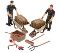 Hohopeti Mini Farm Accessories with Realistic Farmer Figures and Tools Plastic Table Decor for Role Play and Farm Landscape Ornament