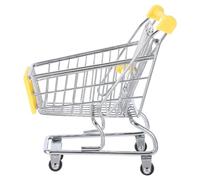 Hohopeti Mini Shopping Cart with Smooth Rolling Wheels Metal Grocery Trolley for Dollhouse and Pretend Play Seat and Easy Grip Handle for Imaginative Supermarket Role Play and Storage