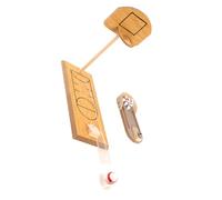Hohopeti Mini Wooden Desktop Bowling and Basketball Set, Small Size, 2pcs Stress Relief Throwing Ball Game for Office and School, Interactive Educational Desktop Game