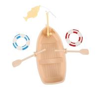 Hohopeti Miniature Beach Set for Dollhouse Micro Scene Summer Style Miniature Boat with Life Buoy and Paddle Mini Ornament for Tiny House Decoration and Potted Landscaping