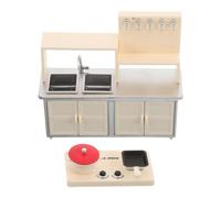 Hohopeti Miniature Dollhouse Kitchen Stove with Accessories Safe No-power Play Cooking Appliance for Compact Pretend Play Kitchen Utensils for Hand-eye Coordination and Roleplaying
