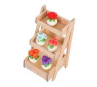 Hohopeti Miniature Faux Potted Plants with Stand Tiny Artificial Flowers for Dollhouse Decoration Space-saving DIY Fairy Garden Accessories Lifelike Small Greenery Ornaments
