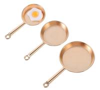Hohopeti Miniature Frying Pan Set for Dollhouse Kitchen Accessories, 4pcs Metal Cookware with Omelette Pan, Gold Miniature Pots for Doll Furniture and Play Cooking Decor