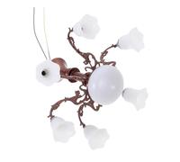 Hohopeti Miniature Hanging Chandelier Lamp for Dollhouse with White LED Light, Antique Copper Micro Landscaping Ceiling Light Model for Living Room Scene Decoration