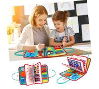 Hohopeti Montessori Busy Board Educational for Preschool Learning Sensory Activity Board Developing Color Shape Recognition and Fine Motor Skills Safe and Early Learning Plaything in Blue