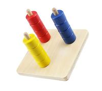 Hohopeti Montessori Early Educational for Color Cognition Stacking Rings with Rounded Edges Enhances Fine Motor Skills Concentration and Interaction