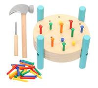 Hohopeti Montessori Wooden Hammer for Bright Color Pounding Workbench Educational Nail Hammering Game for Hand-eye Coordination Development
