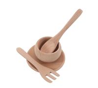 Hohopeti Montessori Wooden Kitchen Set for Pretend Play Plates Dishes Forks and Spoons Realistic Cookware Utensils Educational Playset for Role Playing and Dexterity Development