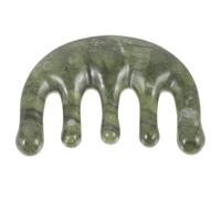 Hohopeti Multipurpose Jade Scalp Comb Gua Sha Hair Massager Deep Green Jade Massage Tool for Scalp Relaxation and Hair Care