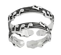 Hohopeti Musical Note Open Rings 2Pcs Adjustable Copper for Women Men Trendy Jewelry Daily and Party Use
