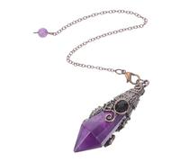 Hohopeti Natural Amethyst Pendant Hexagonal Crystal Dowsing Pendulum with Copper Chain for Meditation Yoga Spiritual Balance and Chakra Healing Jewelry for Women