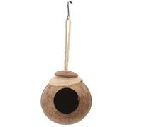Hohopeti Natural Coconut Shell Bird Nest Hanging Bed House for Wild Birds Birdcage Supplies with Hanging Ring for Garden Porch Safe Shelter and Feeding Spot