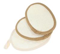 Hohopeti Natural Loofah Body Wash Sponge 3pcs Set Beige and Coffee Edges, Exfoliating Bath Sponge for Shower Use, 9x14cm 12x8cm Sizes, Gentle Body Scrubber for Men and Women