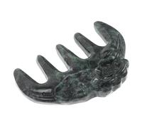 Hohopeti Natural Tibetan Jade Massage Comb for Scalp Care Five-tooth Serpentine Jade Hair Comb with Elegant Pattern for Hair Dandruff Relief