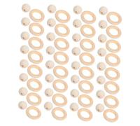 Hohopeti Natural Wood Craft Beads and Rings Set for DIY Jewelry Making Macrame Wreaths Unfinished Circles and Spacer Beads Farmhouse Decor Accents Easy Stringing for Craft Projects