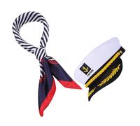 Hohopeti Navy Captain Hat and Scarf Set for Men Women Fade-resistant Sailor Costume Accessories Coordinated Style for Themed Parties and Yacht Events