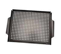 Hohopeti Non-Stick Steel Roasting Pan for BBQ Outdoor Grill Plate with Three-Sided Raised Edges Thick Even-Wall Construction for Uniform Heat Easy-Clean Black Barbecue Tray Suitable for