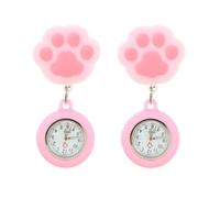 Hohopeti Nurse Fob Watches During Graduation W reative Design with Firm Installation and View 2pcs Pink Silicone Cat Paw-Shaped Pocket Watches for Nursing Students and Doctors