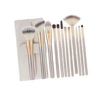 Hohopeti Nylon Brush Cosmetic Brush Set 12pcs Wood Handle Makeup Kit with Portable Case Professional Synthetic Bristles for Foundation Blush Eyeshadow Travel Use
