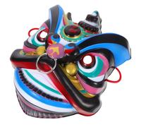 Hohopeti Oriental Blue Lion Mask Full Face Handmade Lion Head Cosplay Mask for Men Festival Performance Party Decoration